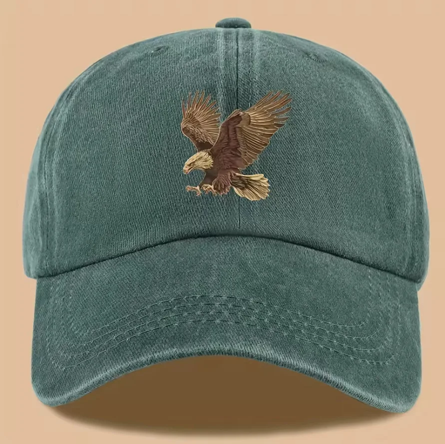 1PC Eagle print baseball cap, adjustable for both men and women, suitable for hiking, fishing, and vacation exploration