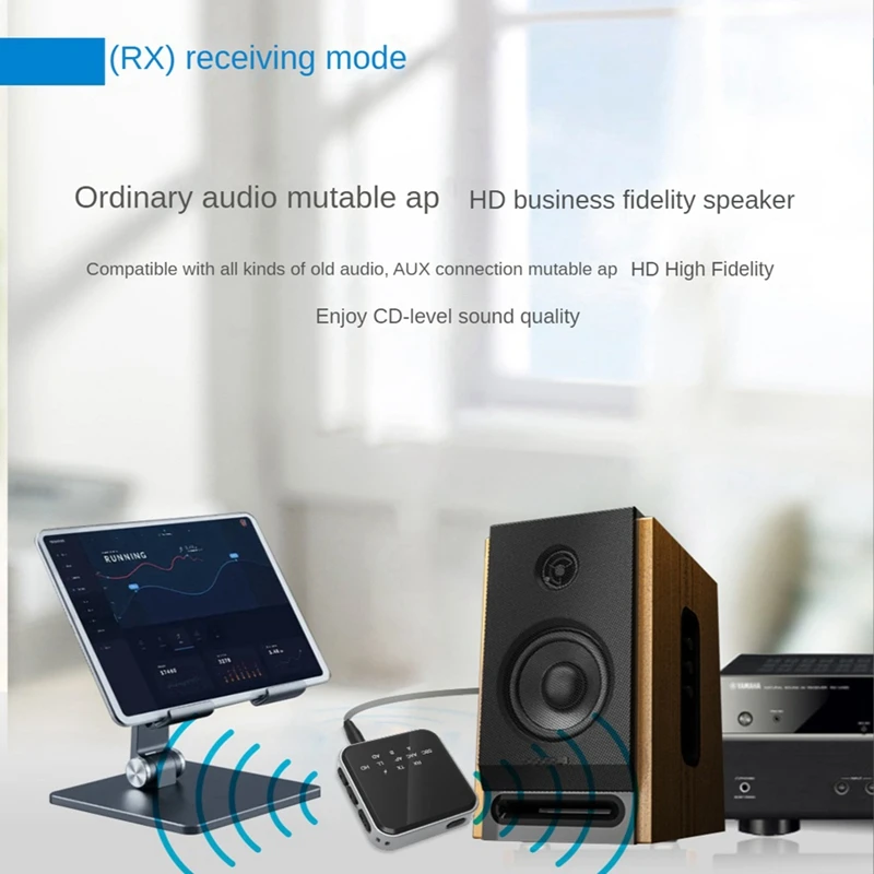 Transmisor receptor Bluetooth 2 en 1, V5.2, RX + TX, 250MAH, con Cable de Audio