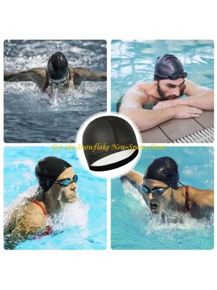 قبعات السباحة المغلفة بالبولي يوريثان E56D، قبعات السباحة الكبيرة، قبعات السباحة الكبيرة للشعر الطويل والقصير