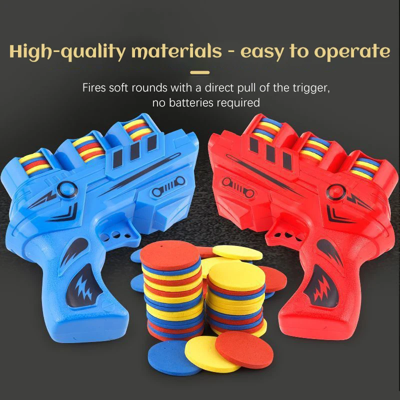 Soft Bullet Toy Gun Children's Flying Gun Toy Safety EVA Soft Bullet Foam Disc Launcher Gun Parent-Child Interaction Games Toys