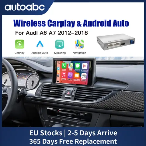 AUTOABC Interfaccia CarPlay Wireless per Audi A6 A7 3G HN 2012-2018 con AirPlay Mirror Link Car Play Funzione Android Auto
