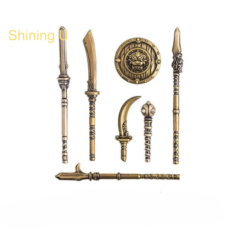 

Сияющая U бронза, древний щит и модель копья, украшения для стола, мужской подарок