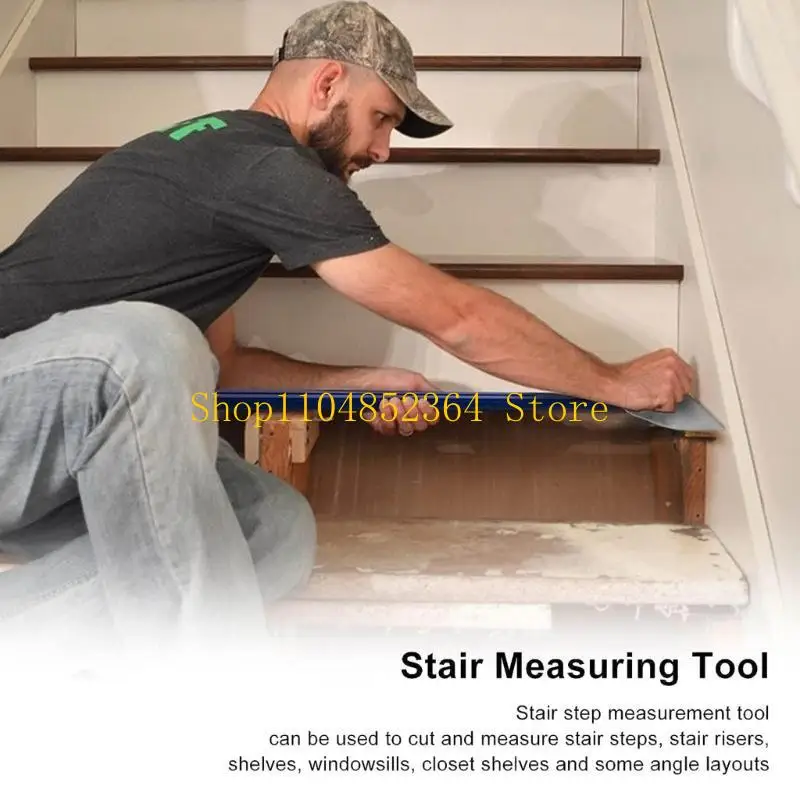 

652F Stair Template Tool 11in-60in Alloy Stair Measuring Tool Stair with Scale for Risers Partition