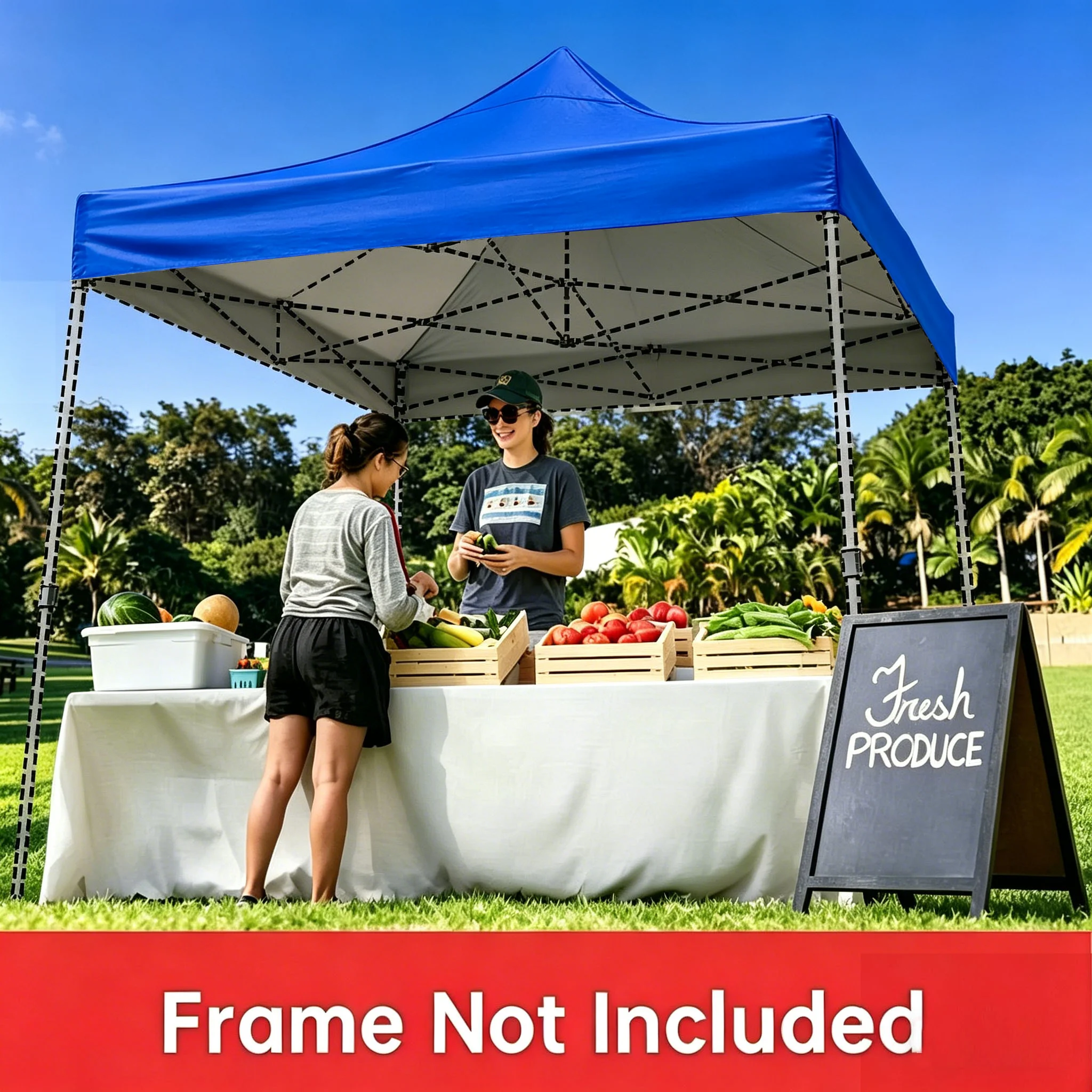 1 Outdoor Blue Tent Top Cloth, Thickened Silver-Coated Sunshade Replacement Tarp, Market Stall Canopy Top Cover (Excluding Stand), Sun Protection and Shading Simple Tent Top Accessories