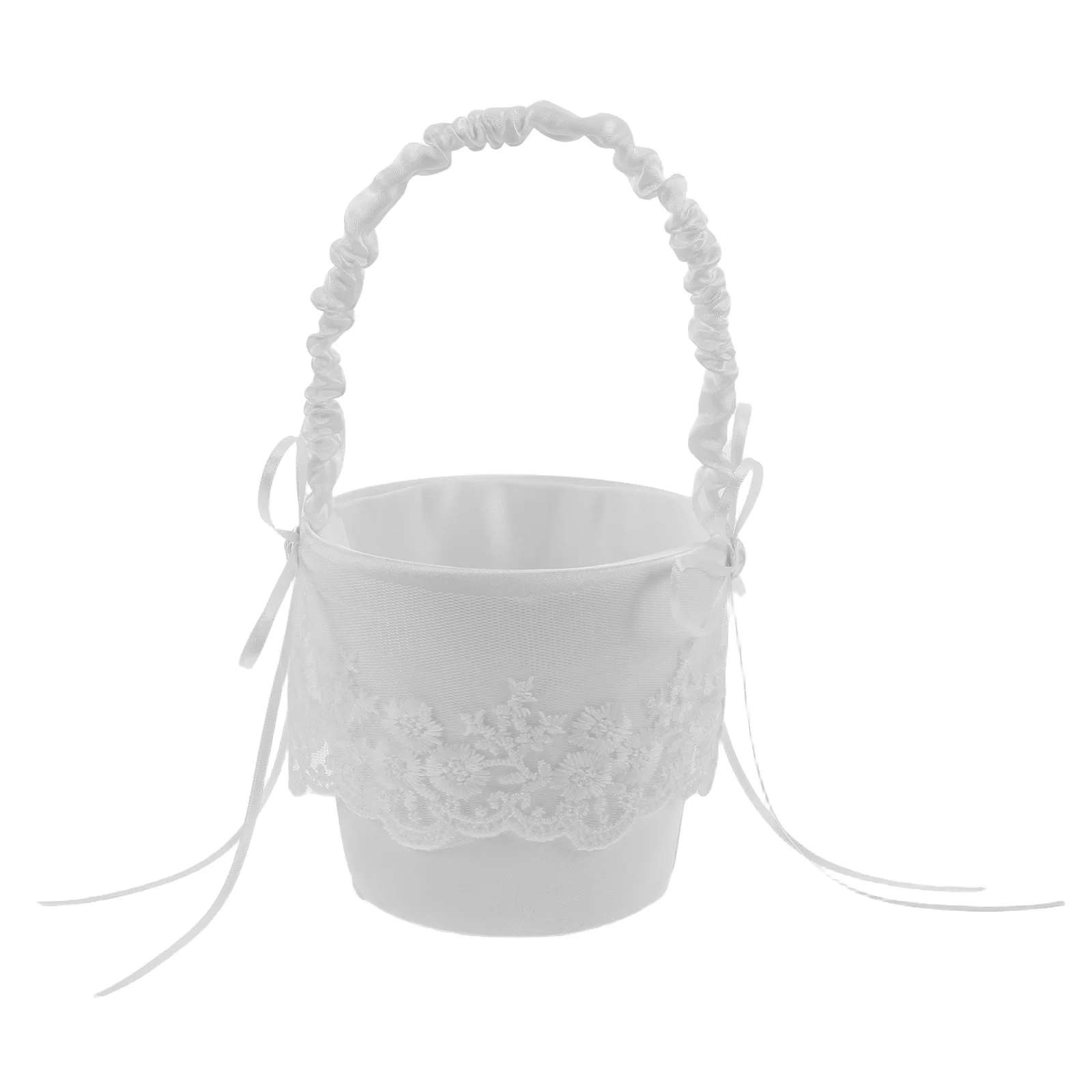 

's Lace Flower Basket Elegant Wedding Girl for Flowers Bridal Hand Party Fabric Floral Ceremony Burlap Bride