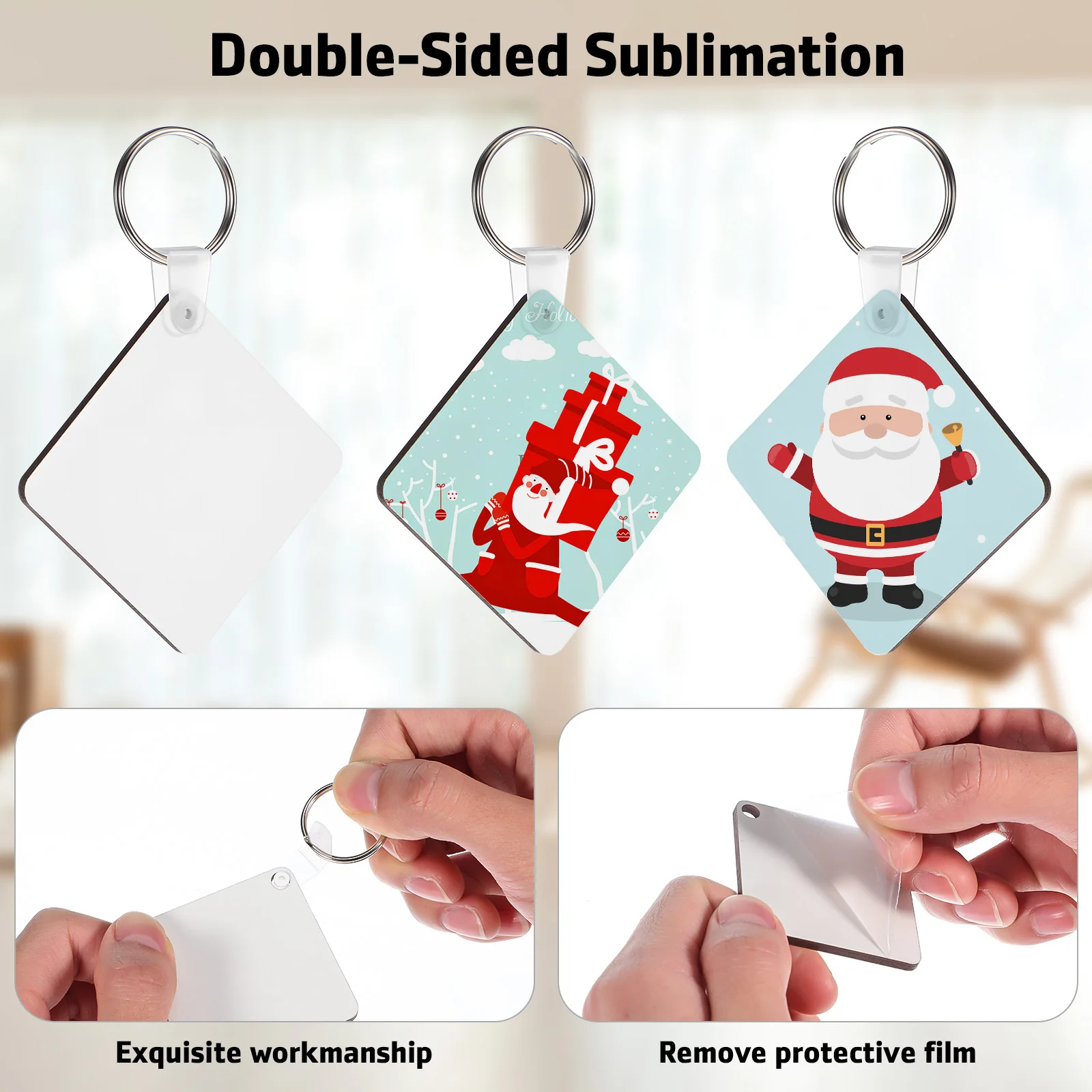 40Pcs Keychain Blanks Sublimation Clear Acrylic Double Sided Smooth Tags Bulk DIY Supplies Handicraft Photo Keyrings Ornament