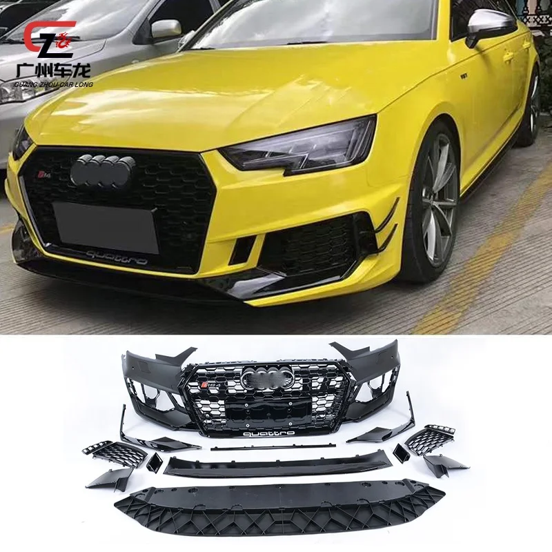 High Quality PP Plastic RS4 style Car Bumper Front Bumper for Audi A4L 2017-2019 Car Bodykit