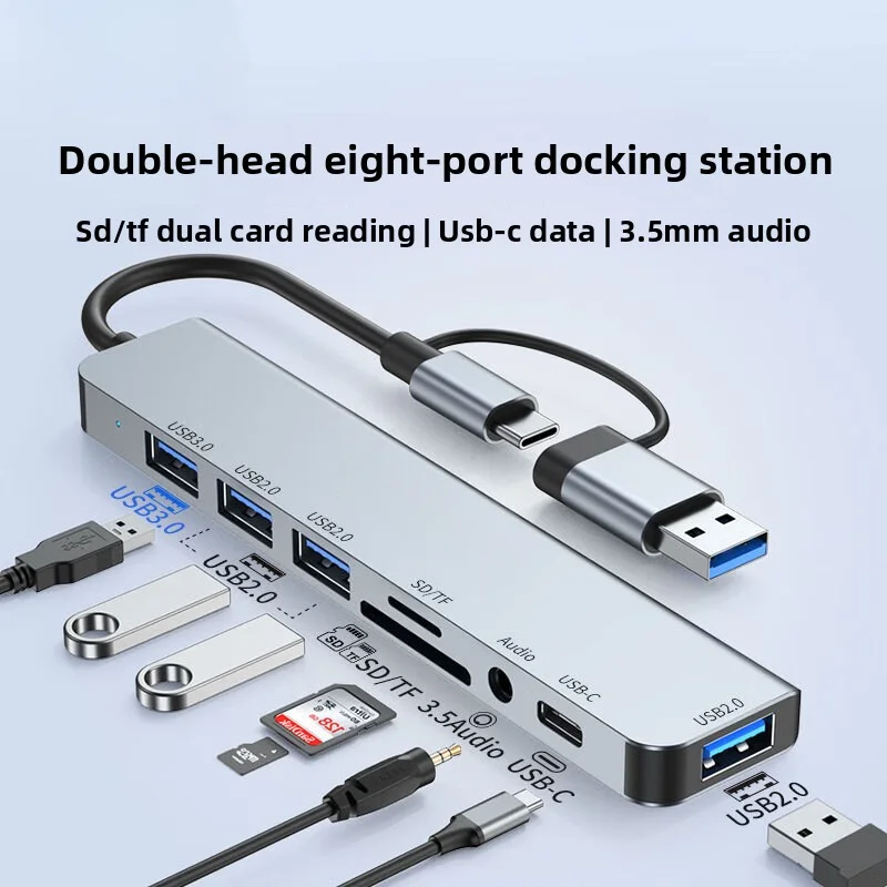 

8-in-1 USB-C Hub​​ – Multiport Adapter with USB 3.0, Fast Data Transfer & Charging for Xiaomi/Tablets Ideal for Office Work