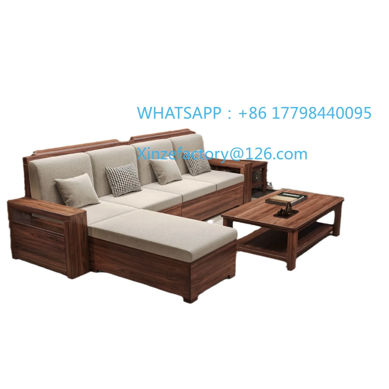 

Customizable black walnut Chinese solid wood sofa combination living room princess