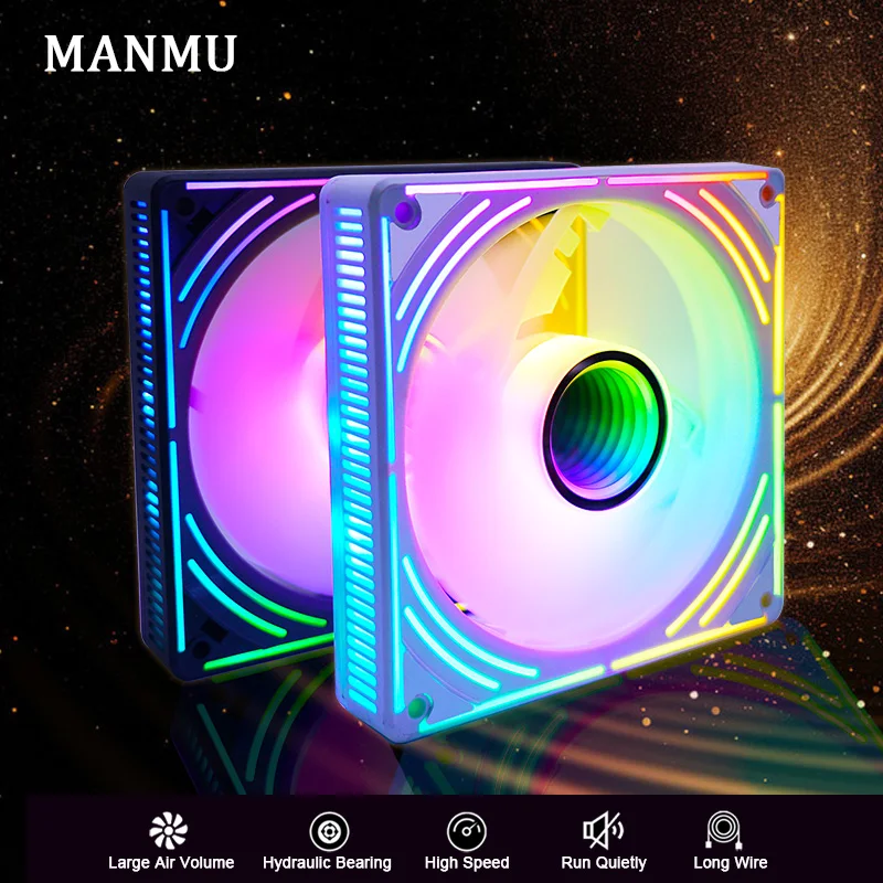 MANMU Case Fan 120mm Argb Computer Fan Argb Radiator Cooling Fan Computer Fan Cooling PWM 4pin