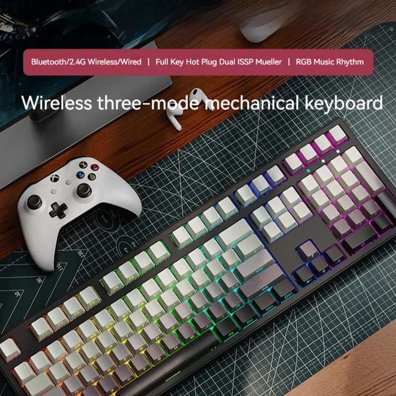 Eweadn Cherry Axis Mechanical Keyboard Wireless Bluetooth Three-mode Side Engraving Game Esports Computer Office Keyboard