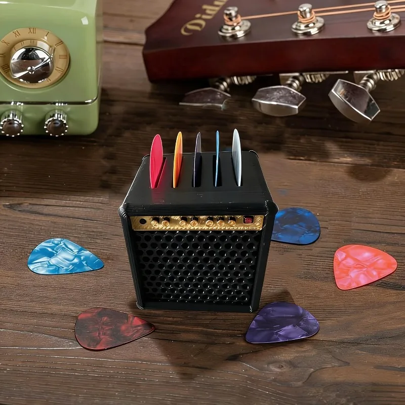 New Ukulele Guitar Pick Storage Box Accessories Simulated Speakers Compact Desktop Ornaments Toys Gifts