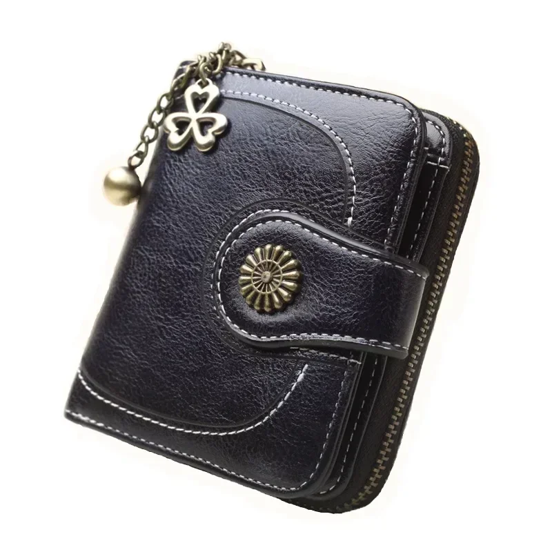 Vintage Short Women\'s Leather Purse Ladies Bag PU Leather Money Pocket Credit Card Holder Multi-functional Short Wallet