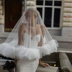 Velo de encaje suave para cubrir la cara, vestido de novia blanco corto de una sola capa, accesorios de estudio de modelado fotográfico, moda de moda, 1,8 M