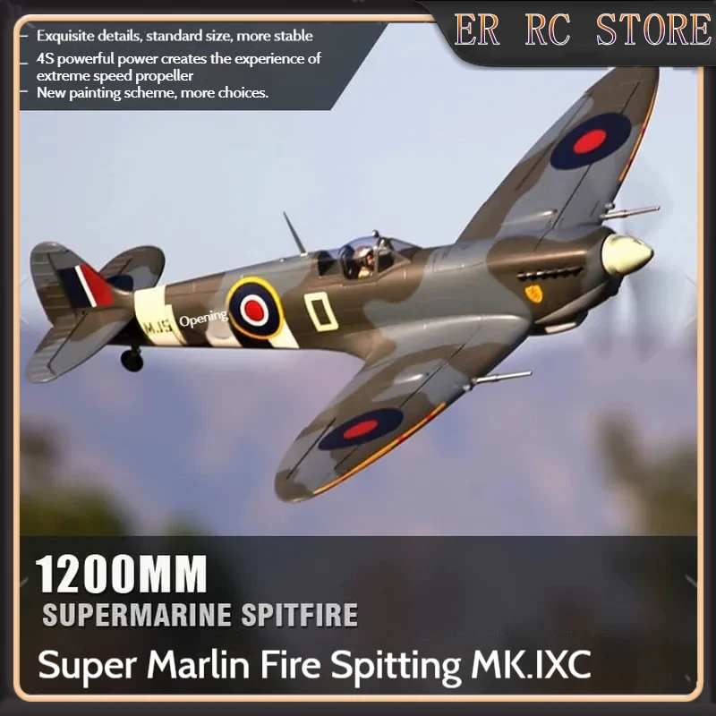 Flightline 공식 정통 Rc 1.2m 윙스팬 제2차 세계 대전 모델 Super Marin "Spitfire" Mk.Ixc 원격 제어 우주 모델 비행기