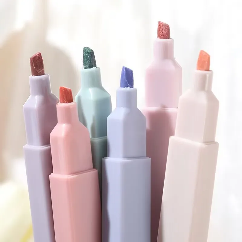 6pcs/set Pastel Color Highlighter Stationery Color Marker School Supplies Student Marker Highlighter Japanese Stationery