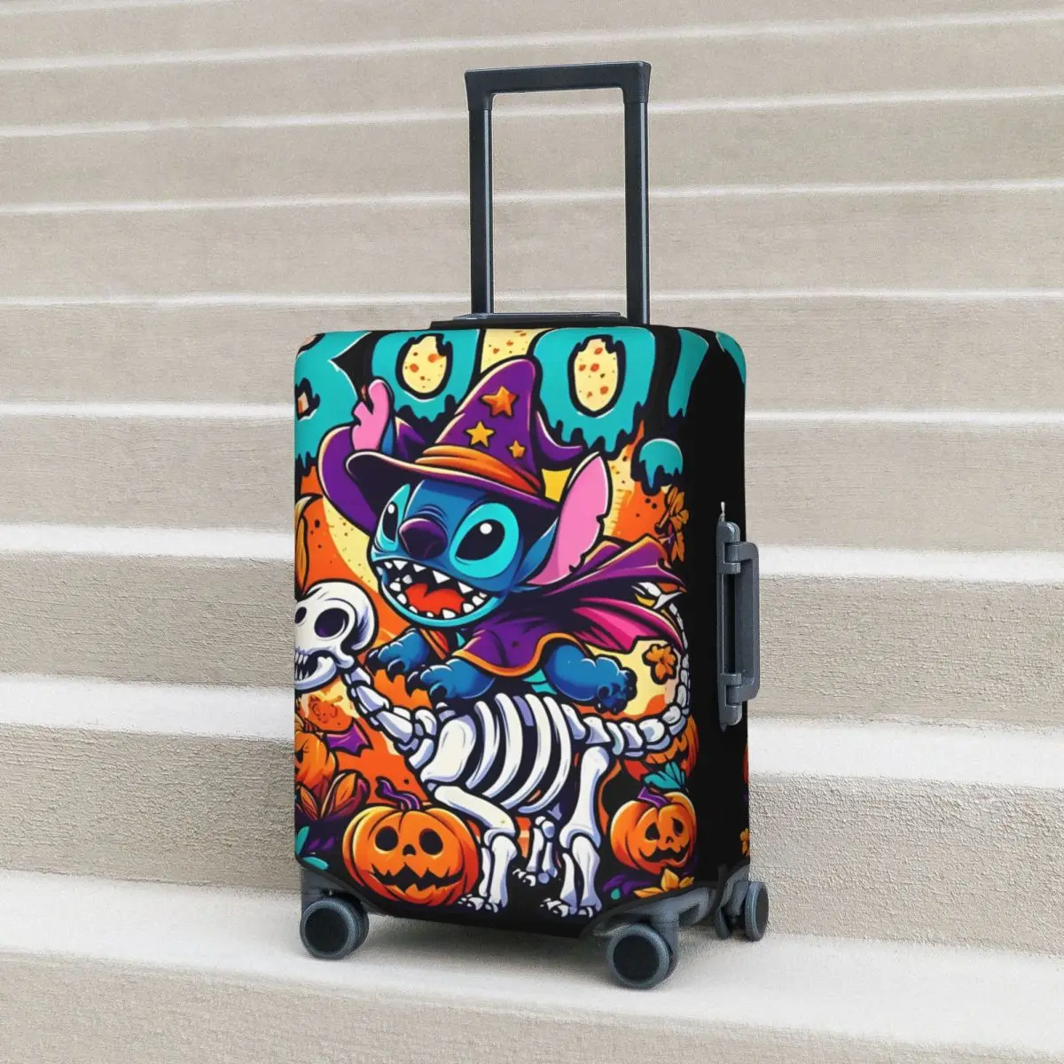 Halloween Stitch Halloween 2023 Suitcase Cover Strectch Cruise Trip Protector Luggage Case Holiday