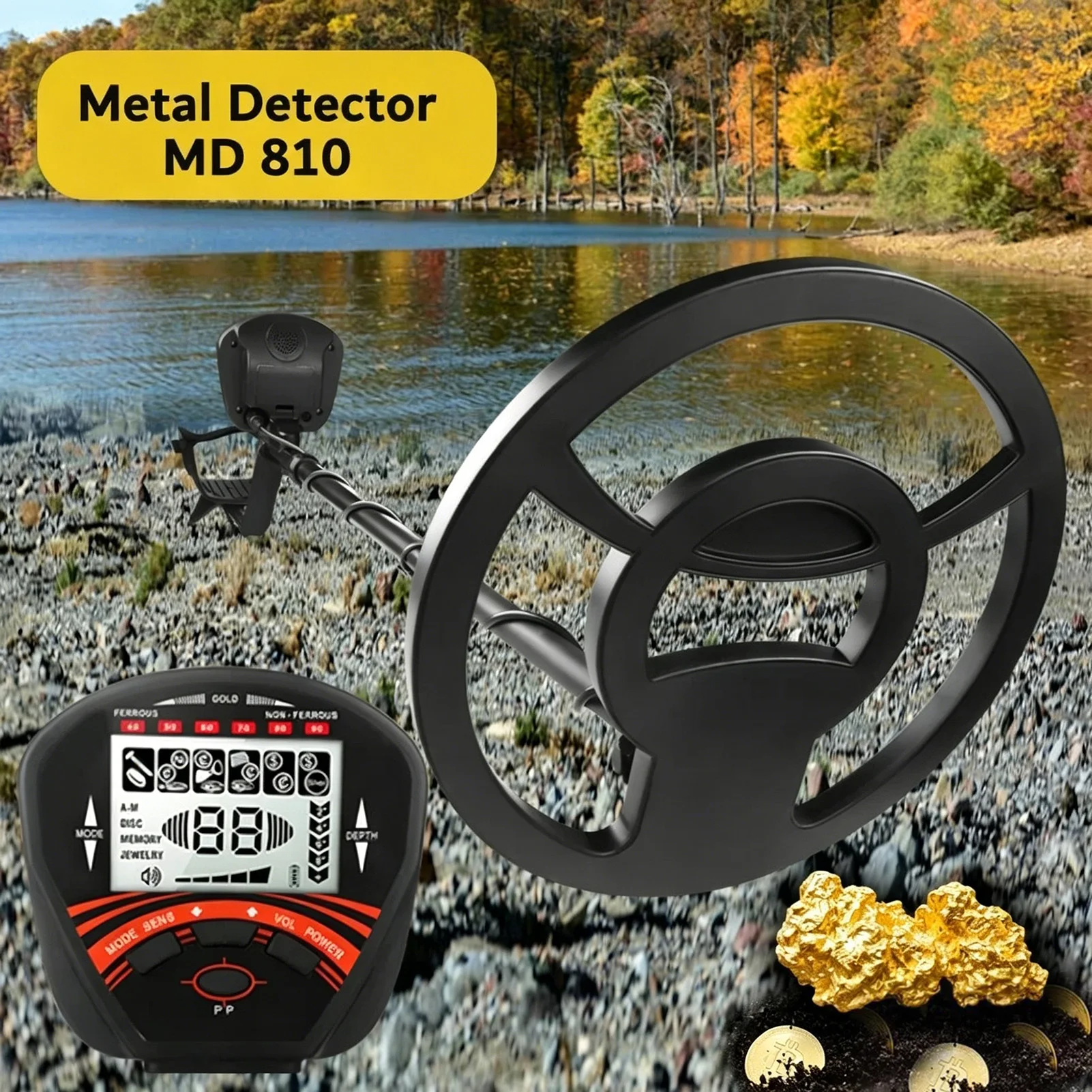 Outdoor Treasure Hunter Metal Detector IP68 Waterproof Gold Finder LCD Display Professional Coin Tool for Beach Search