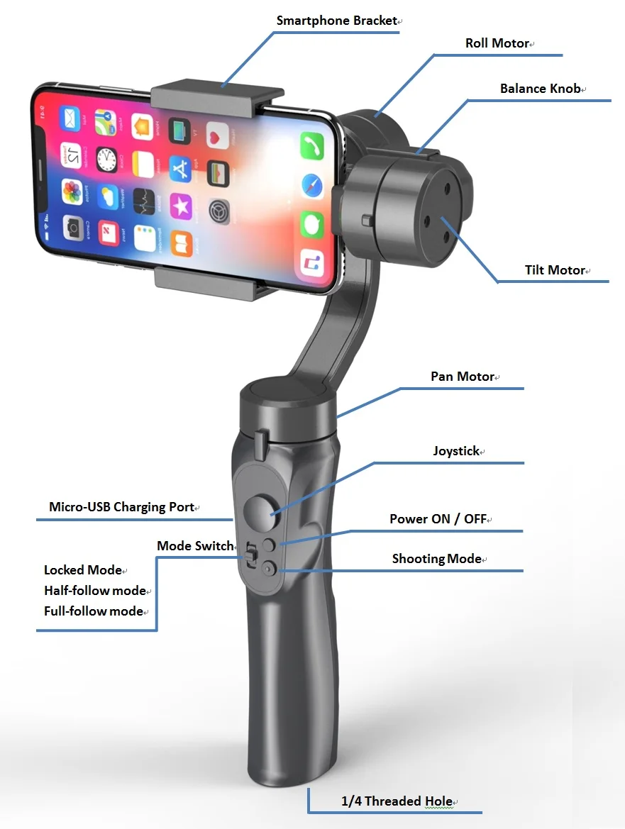 Advanced H4 3-Axis Smartphone Gimbal Stabilizer AI Tracking Magnetic Flexible Face Tracking Vlog Selfie Accessories Photo Studio