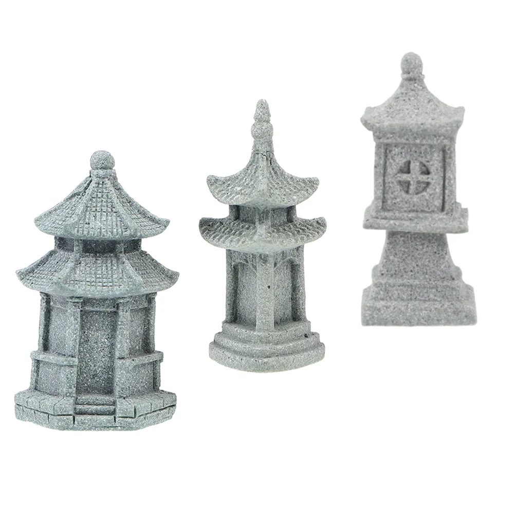 

3 Pcs Fish Tank Simulation Landscape Furnishing Articles Car Decor Zen Garden Sandstone Pavilion Shape