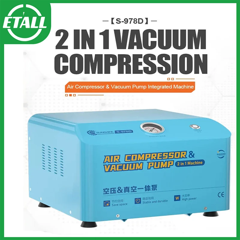 SUNSHINE S-978D 2 in 1 Air Compressor and Vacuum Pump Integrated Machine for Mobile Phone LCD Repair Phone Refurbishment