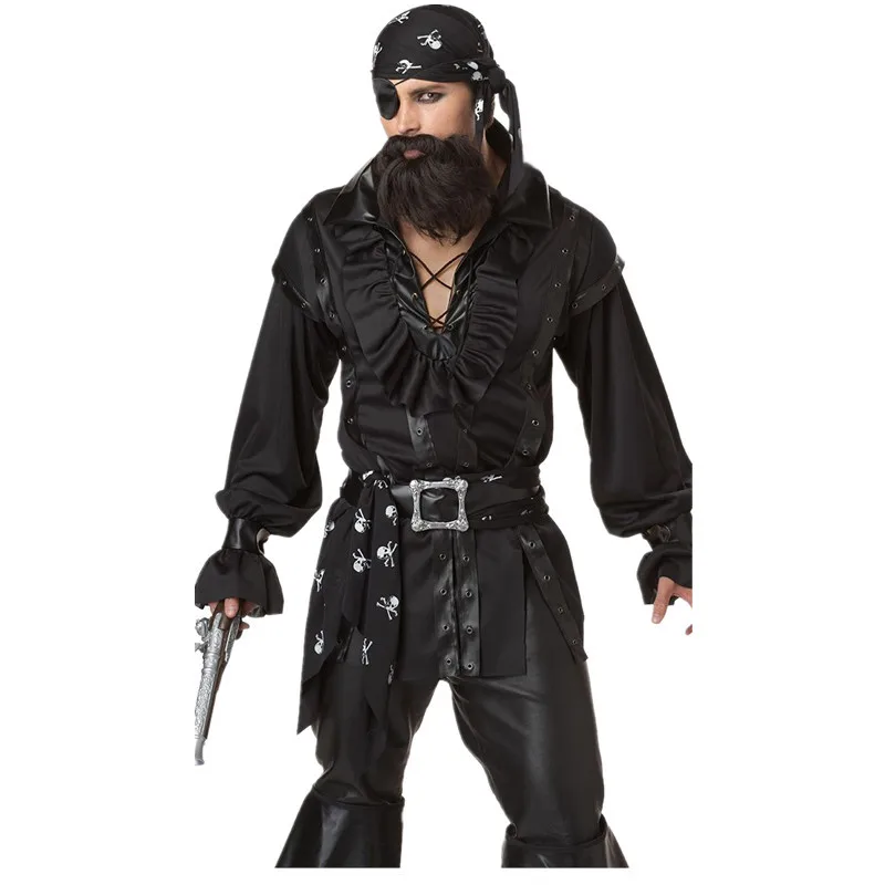 Pirate Captain Cosplay Costume para Homem, Halloween, Festa de Carnaval, Adulto