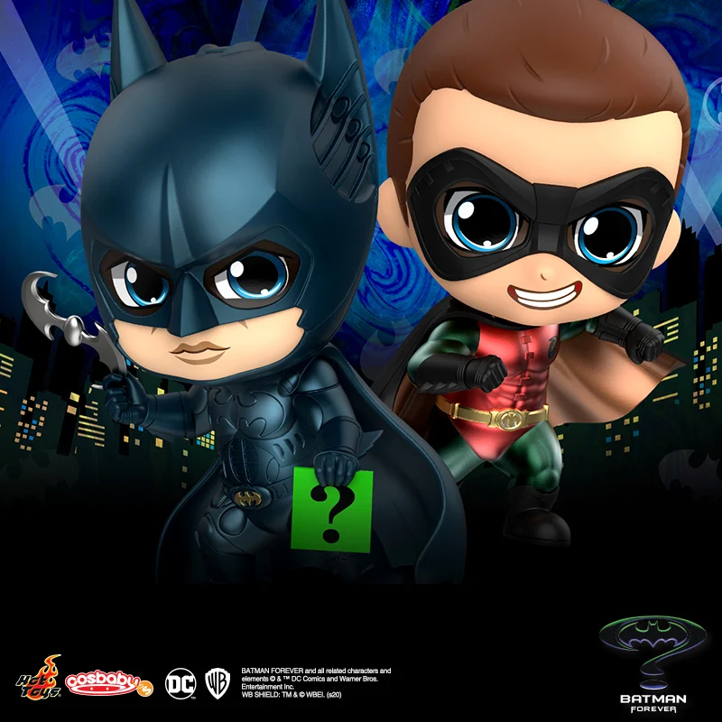 Stock Original Genuine HotToys Batman Forever BATMAN ROBIN THE RIDDLER TWO FACE COSBABY Movie characters portrait model toy