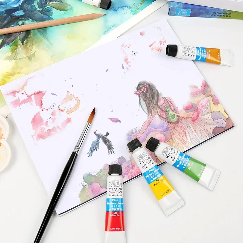 Juego de pigmentos de acuarela Winsor Newton auténticos, 12/18/24 colores, 10ml, juego de pinturas profesionales para acuarelas, suministros de arte para dibujar