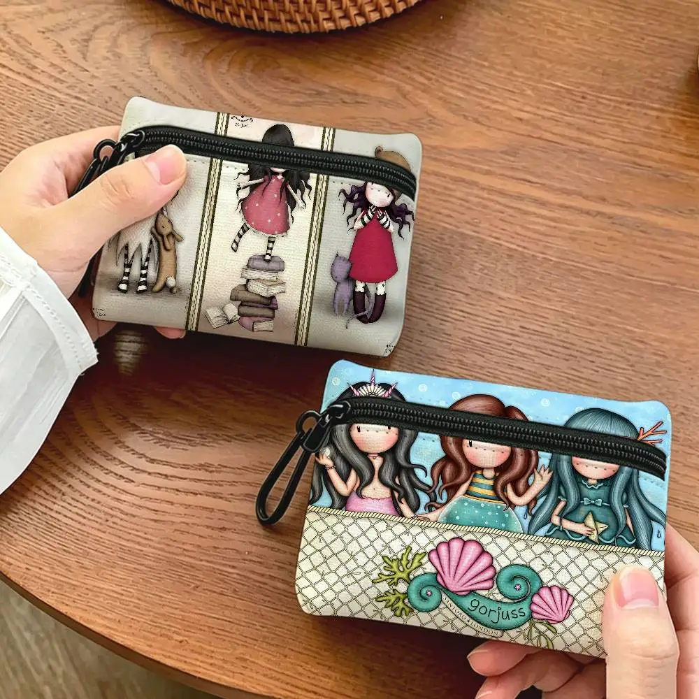 S-Santoro G-Gorjuss Cute Oxford Fabric Mini Coin Wallet Smooth Zipper Hanging Design Multi-use Small Storage Bag For Travel