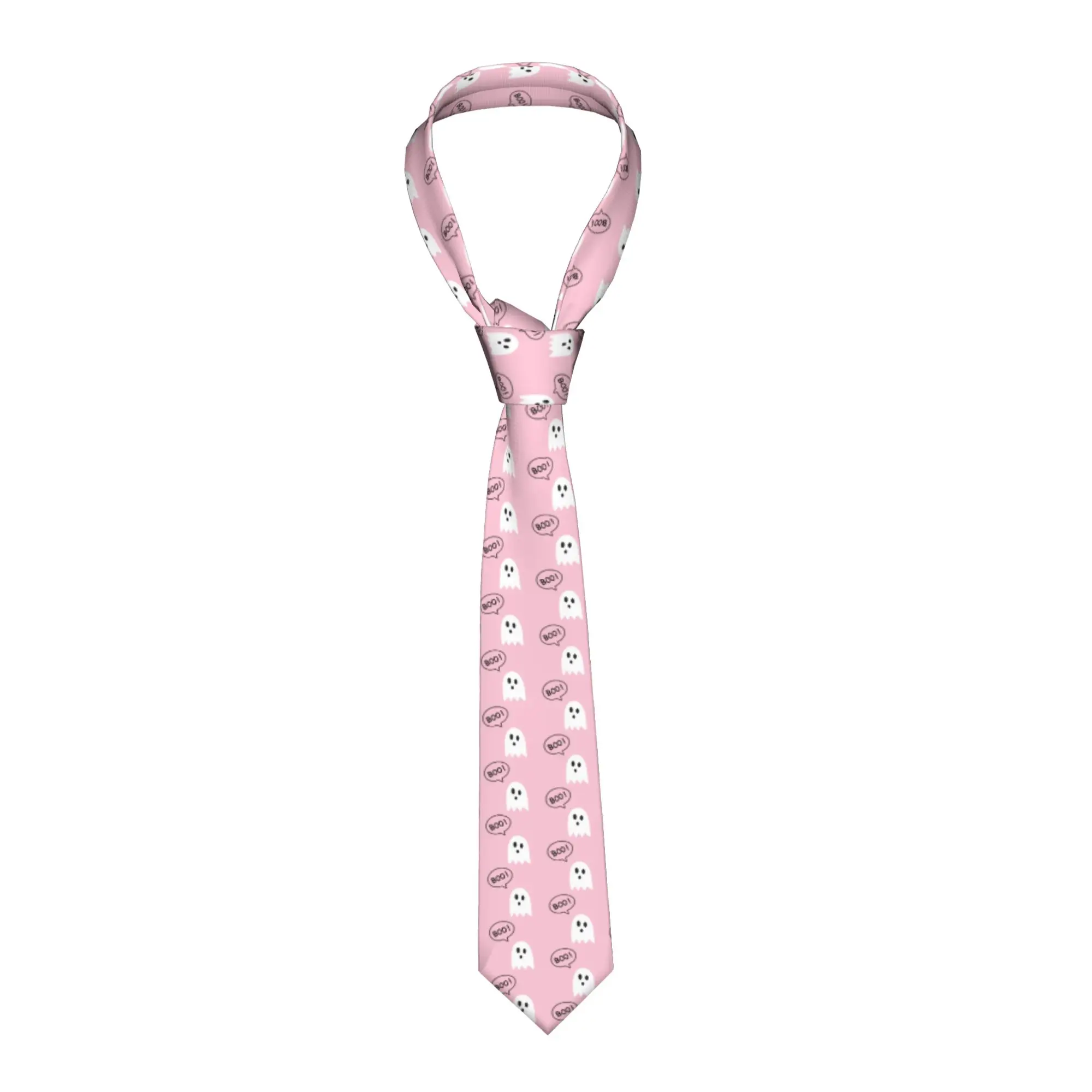 Pink Ghosts Men Necktie Polyester 8 cm Narrow Happy Halloween  Neck Ties for Mens Daily Wear Gravatas Wedding Accessories  Party