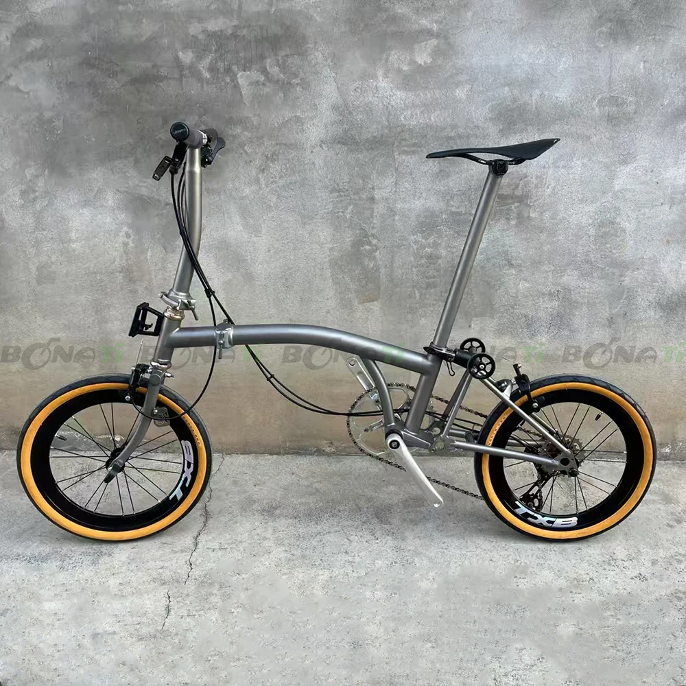 Titanium Alloy Foldable Bicycle Tri-Folding Bike 16inch ,7 Speed, P Line， Custom Color