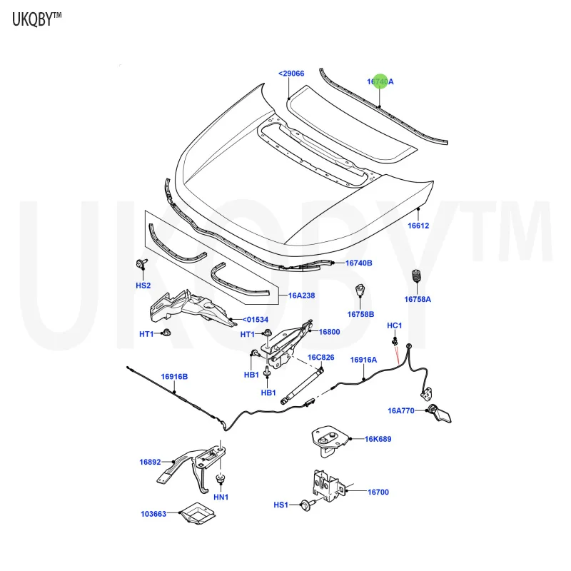 La nd Ro ve r Di sc ov er y Sh en xin g 2015 LR127278 Sealing Gasket Collision Block Cable Assembly - Engine Cover Control