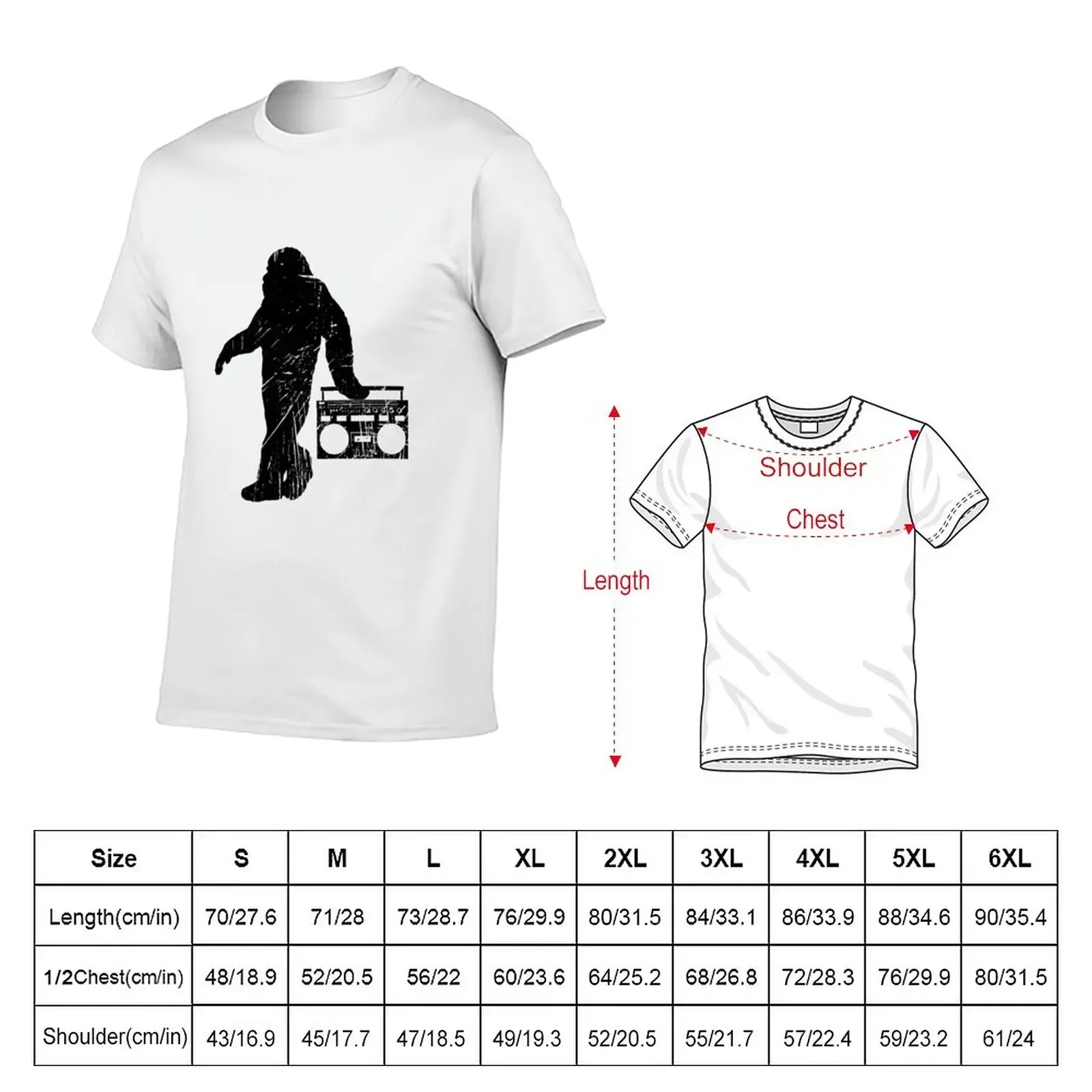 Bigfoot With Boombox T-Shirt graphic t shirts vintage clothes graphics blue archive mens tall t shirts