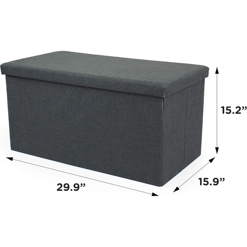 Collapsible Coffee Table Storage Ottoman, Features Removable Lid,Easy to Assemble, Legs can be Removed,16