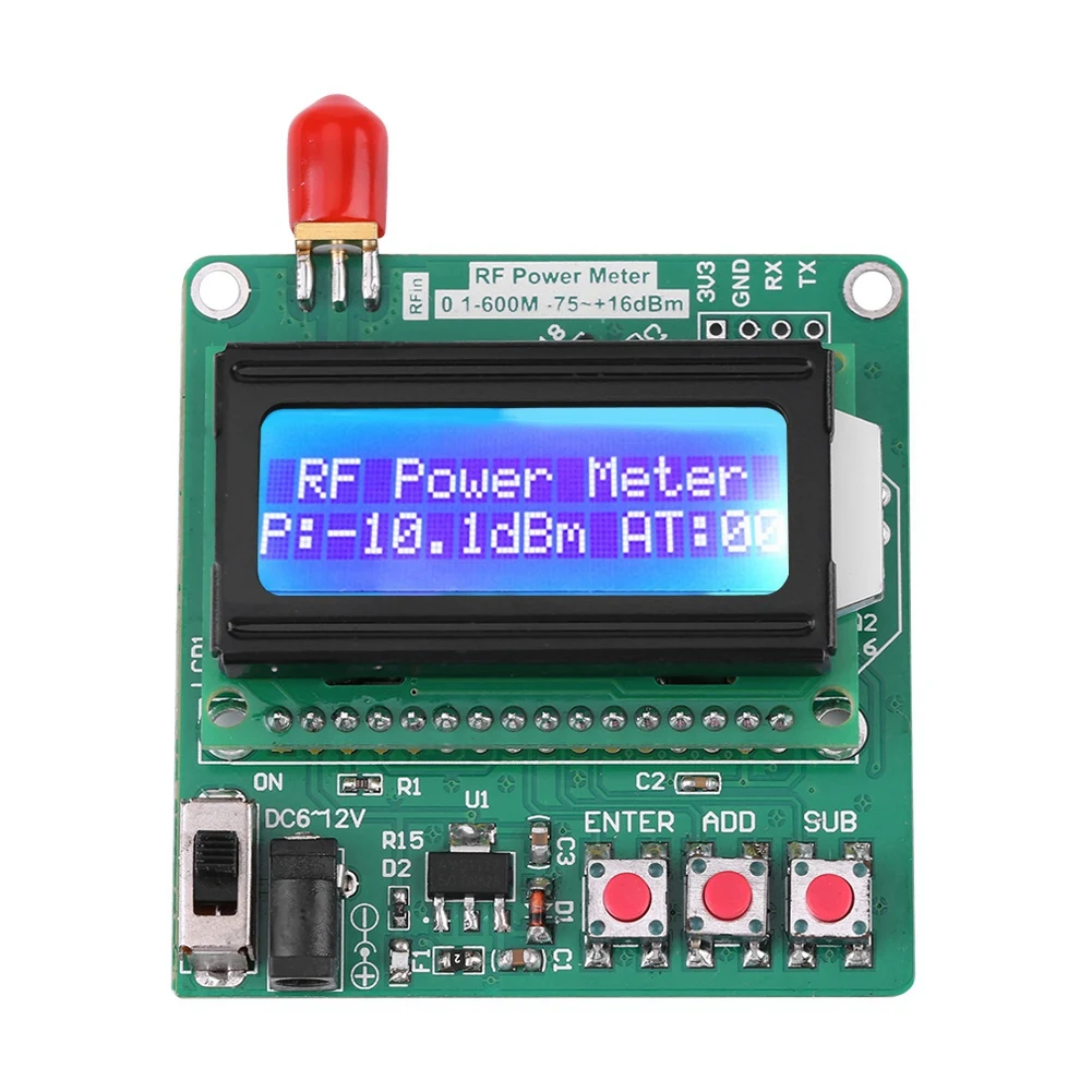 Frequency Attenuation meter LCD RF Power Meter Digital LCD RF Power Meter -75~16 dBm 1-600MHz Radio Frequency Attenuation Value