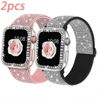 2PCS Elastic Nylon Straps for Apple Watch Band 45mm 44 mm Ultra2 49mm Series 9/8/742mm Bohemian Bracelet iWatch 6 5 4 Se 40/41mm