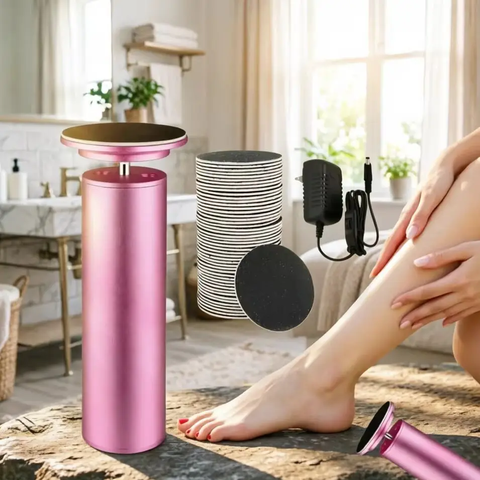 電動フットカルスリムーバー-電子ペディキュアツール-角質除去グラインダーファイル-足のケア用-交換用サンドペーパーセット付き