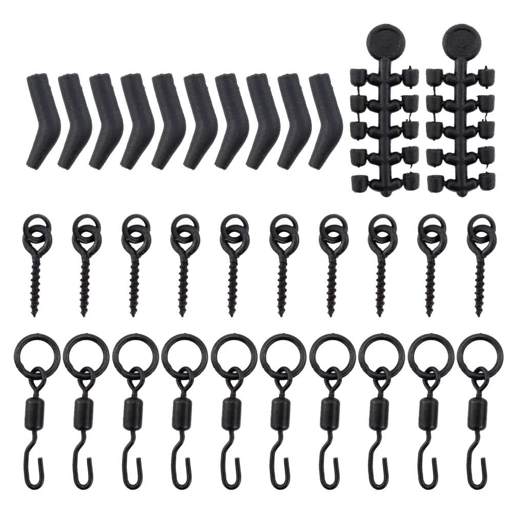 

Hirisi 20pcs Fish Hook Rubber Beads 10set Quick Change Swivels Carp Fishing Anti-Tangle Sleeves Fishing Accessories M13-1