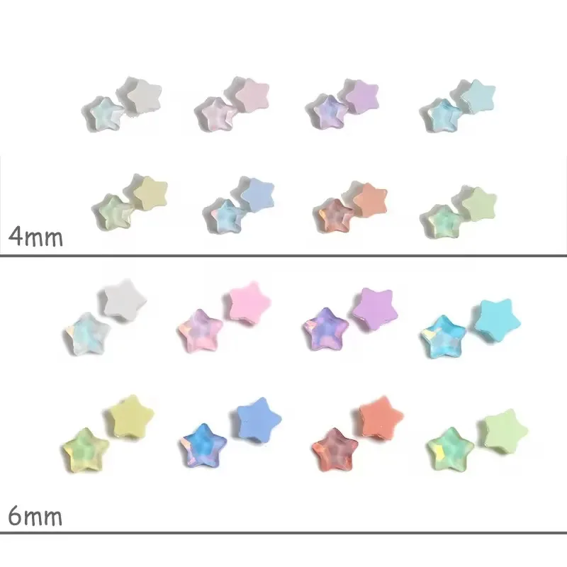 ​ ​ 100 pezzi carino mini moka stelle colorate 4 mm vetro piatto cristallo nail art strass decorazione unghie fai da te pietra ​
