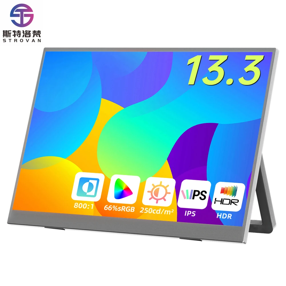 

Portable 13 13.3 Widescreen IPS Screen Display 1080p HD-MI Type c 13 Inch Portable LCD