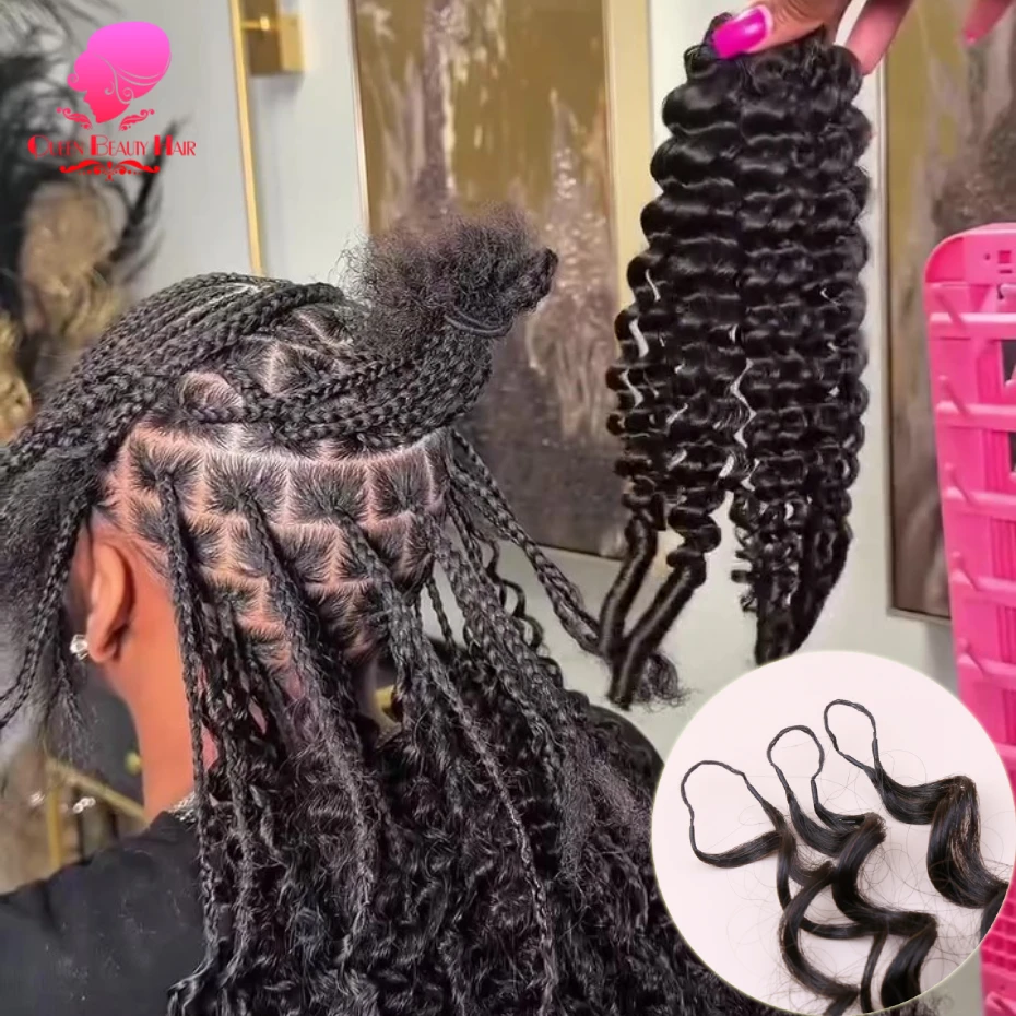 Burmesische Lockige Feder-Häkelzöpfe Unsichtbare Wunderknoten-Haare Gefederte Häkelzöpfe 100% Echthaar Natürliche Locs Boho Zöpfe – Detail 1