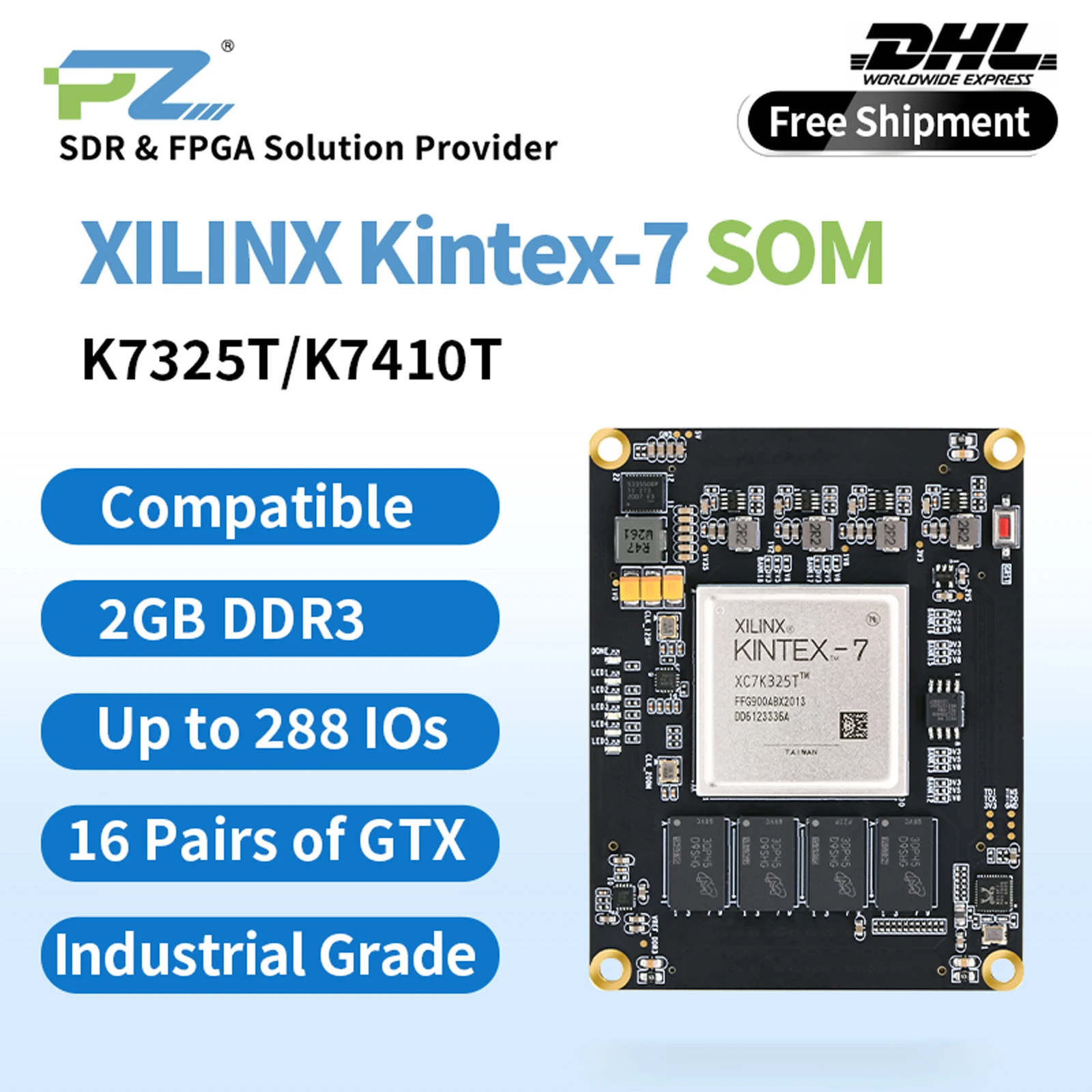 

Puzhi K7325T K7410T-SOM FPGA Core Board Xilinx Kintex-7 XC7K325T XC7K410T FPGA Development Board Industrial Grade