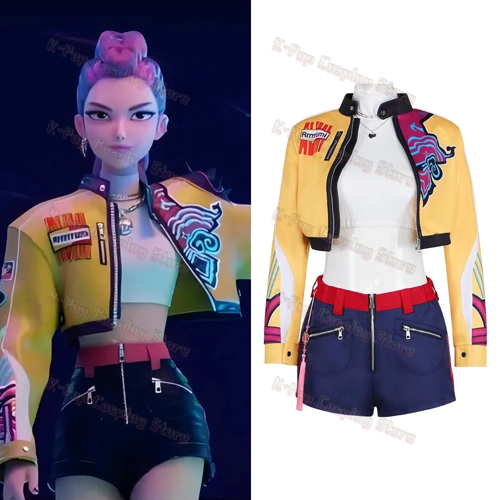 2025 KPOP 걸그룹 데빌 헌터즈 코스프레 의상 미라 조이 루미 화려한 드레스 유니폼 할로윈 파티 섹시 여성 코스튬