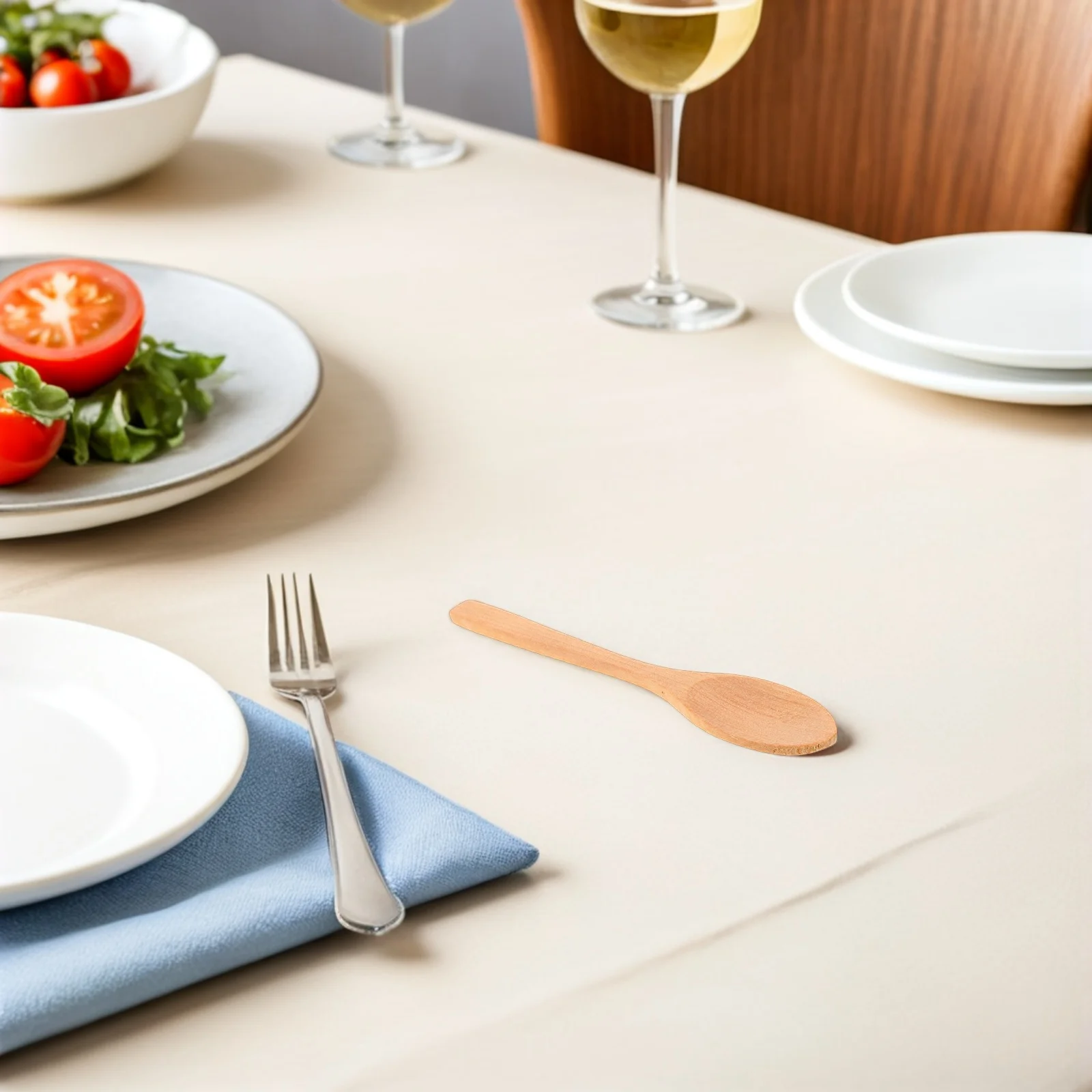 

10Pcs Ice Cream Spoons Mini Wooden Teaspoons Small Serving Spoons for Honey Jam Sugar Coffee Bath Salt Condiments