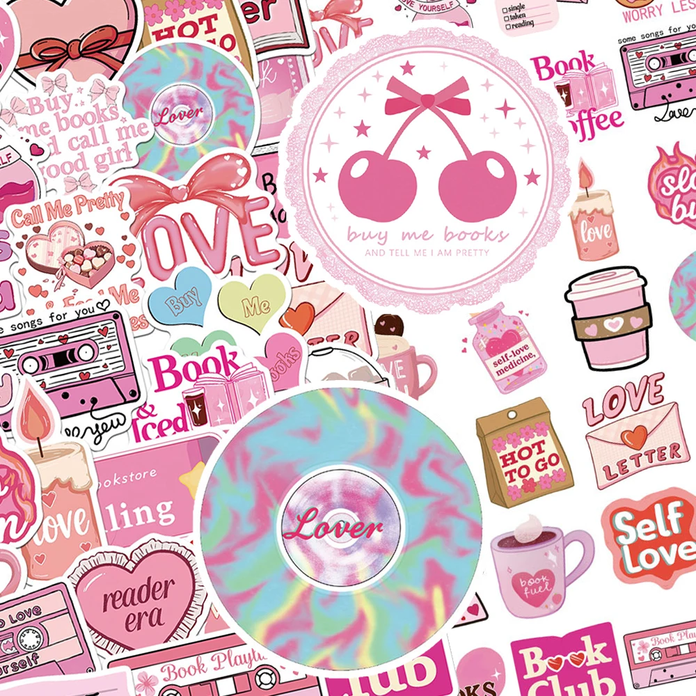 

10/30/50 шт. милые книжные розовые наклейки для влюбленных, эстетические наклейки для скрапбукинга «сделай сам», телефон, багаж, каваи, мультяшные граффити, наклейки, украшения
