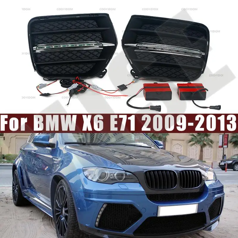 

Car Accessories Front Daytime Running Light White LED Daytime Driving DRL Fog Lamp Working Fog Lamp For BMW X6 E71 2009-2013