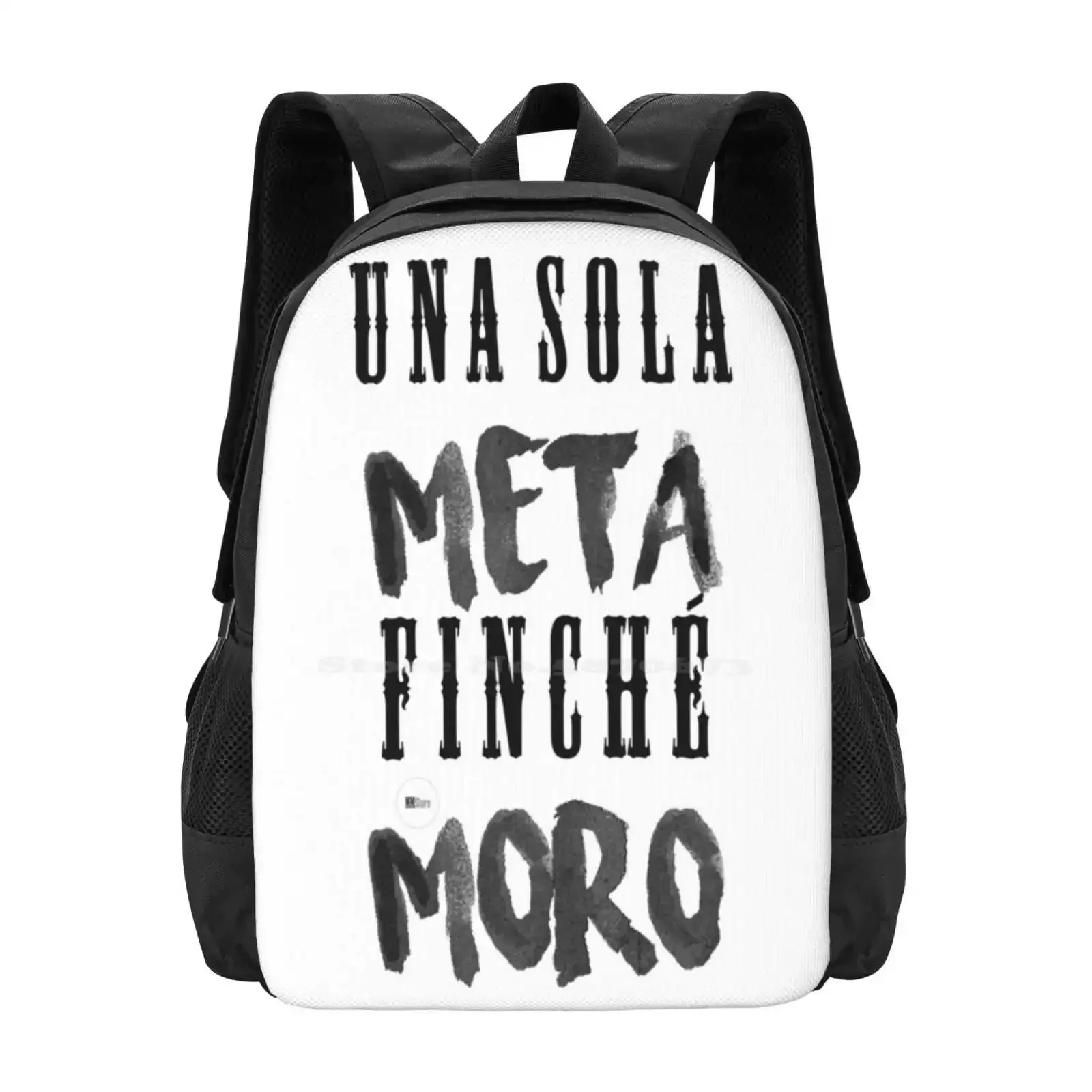 Una Sola Meta Finché Moro-gráfico diseño de impresión 3d mochila bolso de estudiante Metamoro Ermal Meta Fabrizio Moro palabras gráficas lema