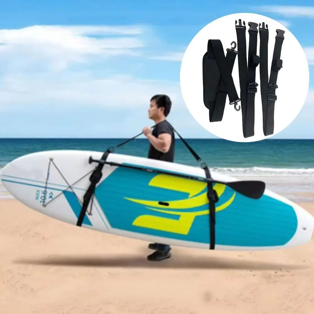 

Adjustable Surfboard Shoulder Strap Kayak Tool Portable Paddleboard Carry Sling Webbing Black Surfing Safety Rope Fishing