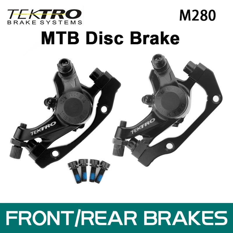 Tektro M280 MTB Line Pulling Disc Brakes Mountain Bike Brake Calipers Front Rear Bicycle Rotors 160 180 203mm Bicycle Parts