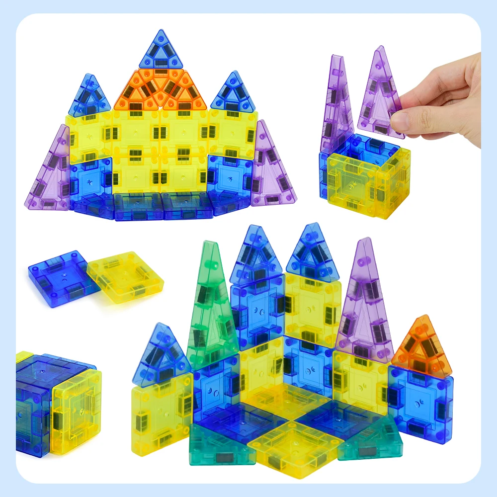 STEM magneetspeelgoed Educatief speelgoed, 26PCS magnetische reiscouwset, mini 3D magnetische tegelbouwstenen voor kinderen